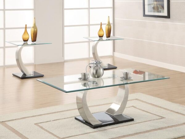 Pruitt 3-piece Coffee and End Table Set Satin Silver