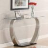 Pruitt Glass Top Metal Base Console Table Satin Silver
