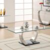 Pruitt Glass Top Metal Base Console Table Satin Silver