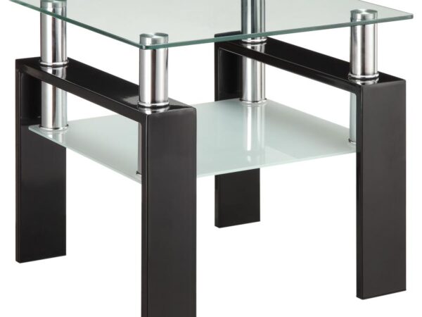 Dyer 1-shelf Square Glass Top Side End Table Black