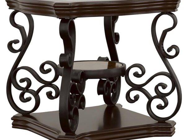Laney 1-shelf Glass Top Rectangular End Table Deep Merlot