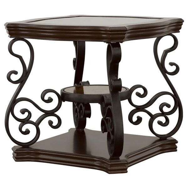 Laney 1-shelf Glass Top Rectangular End Table Deep Merlot