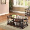 Laney 2-piece Glass Top Coffee and End Table Set Dark Merlot