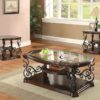 Laney 3-piece Glass Top Coffee and End Table Set Dark Merlot