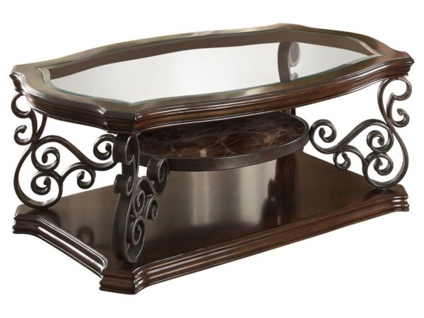 Laney 1-shelf Glass Top Rectangular Coffee Table Deep Merlot