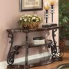 Laney Scrollwork Entryway Sofa Console Table Deep Merlot