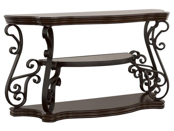 Laney Scrollwork Entryway Sofa Console Table Deep Merlot