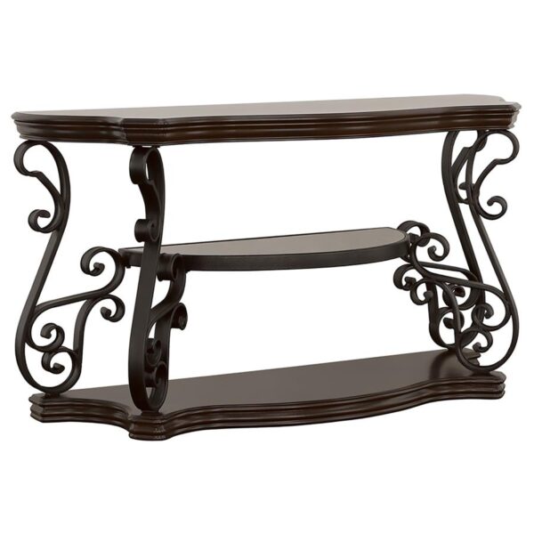 Laney Scrollwork Entryway Sofa Console Table Deep Merlot
