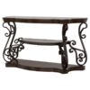 Laney Scrollwork Entryway Sofa Console Table Deep Merlot