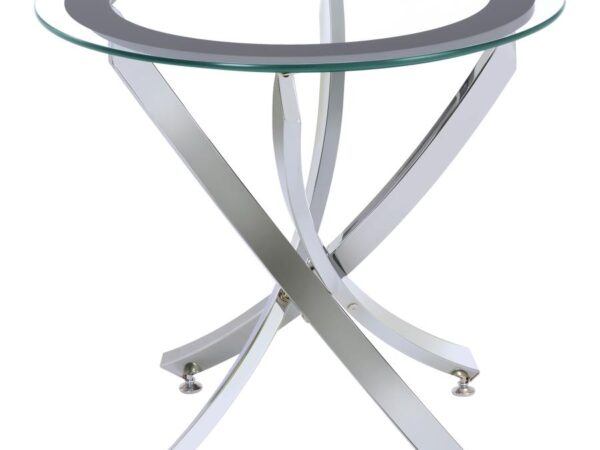 Brooke Round Glass Top Side End Table Metal Base Chrome