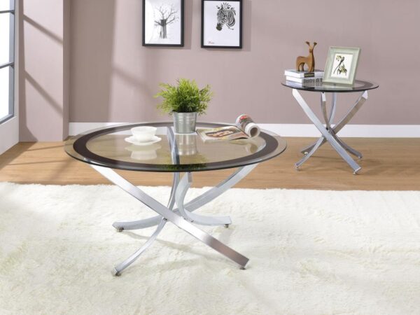 Brooke 2-piece Round Coffee and End Table Set Chrome