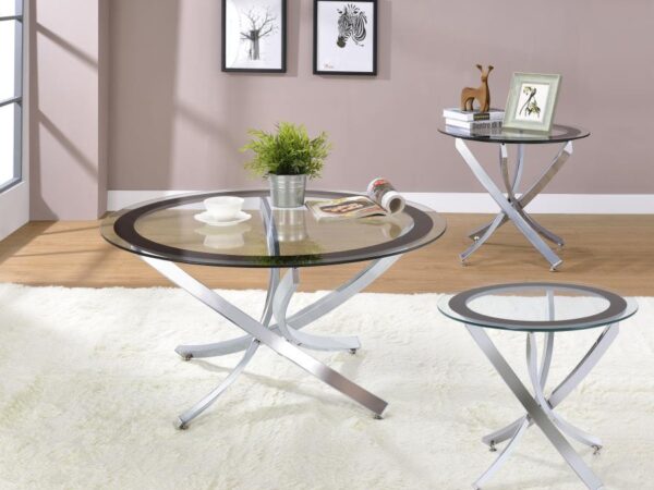 Brooke 3-piece Round Coffee and End Table Set Chrome