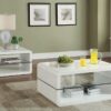 Elana 1-shelf Rectangular Coffee Table White High Gloss