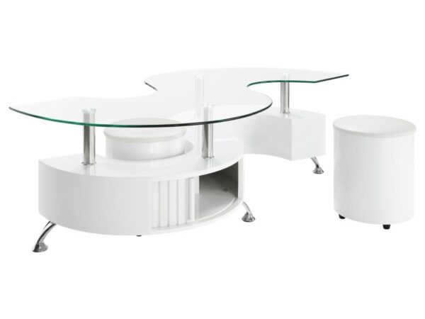 Buckley 3-piece Coffee Table and Stools Set White High Gloss