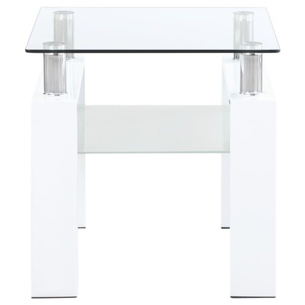 Dyer 1-shelf Square Glass Top Side End Table White