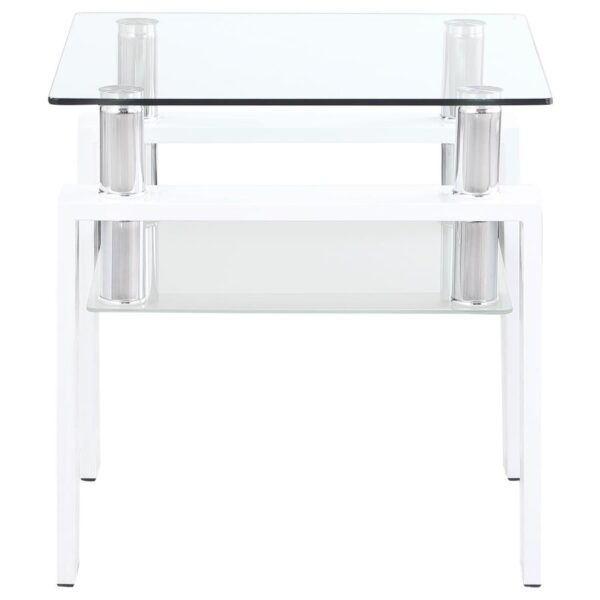 Dyer 1-shelf Square Glass Top Side End Table White