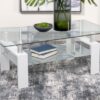 Dyer 1-shelf Rectangular Glass Top Coffee Table White