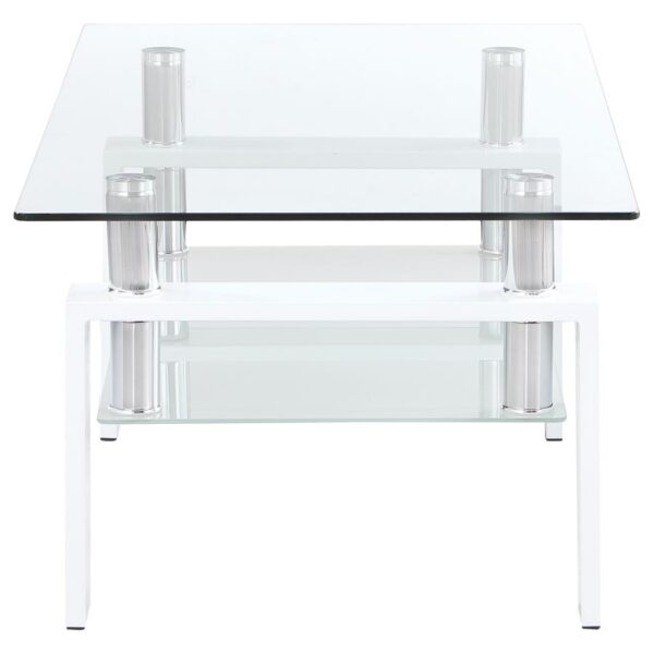 Dyer 1-shelf Rectangular Glass Top Coffee Table White