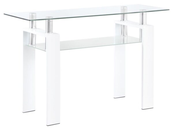 Dyer Rectangular Glass Top Entryway Sofa Console Table White