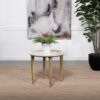 Aldis Round Marble Top Side End Table White and Natural