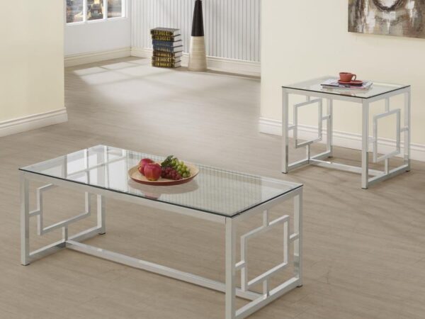 Merced 2-piece Rectangular Coffee and End Table Set Nickel