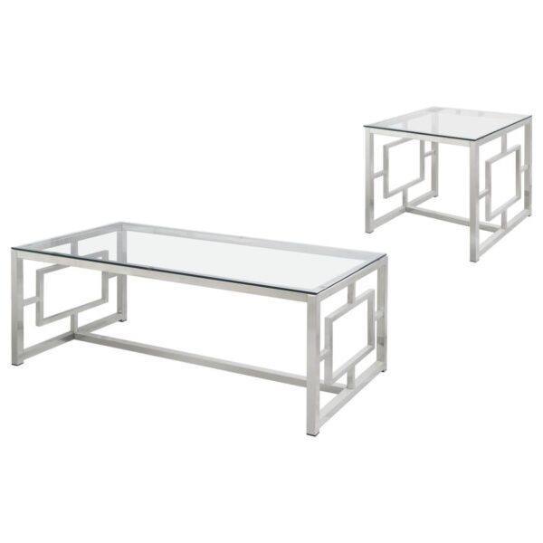 Merced 2-piece Rectangular Coffee and End Table Set Nickel