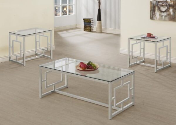 Merced 3-piece Rectangular Coffee and End Table Set Nickel