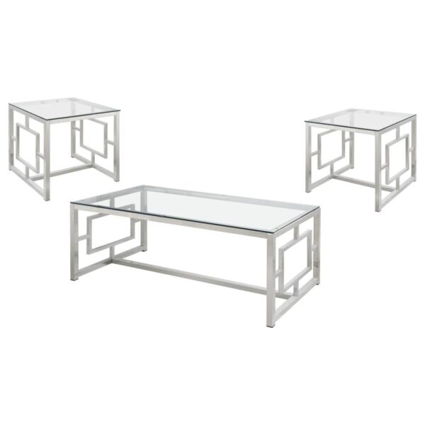 Merced 3-piece Rectangular Coffee and End Table Set Nickel