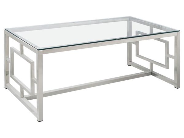 Merced Rectangular Glass Top Coffee Table Nickel