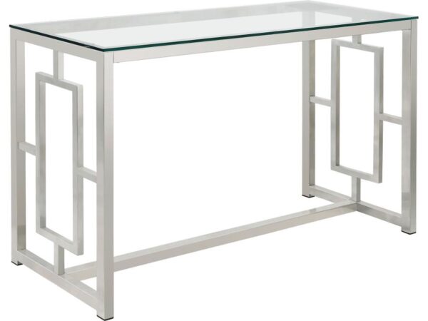 Merced Glass Top Metal Entryway Console Table Nickel