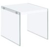 Opal Square Glass Frame Side End Table White High Gloss