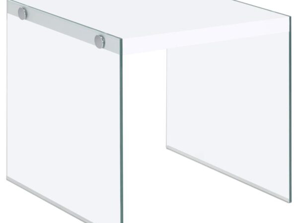 Opal Square Glass Frame Side End Table White High Gloss