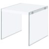 Opal Square Glass Frame Side End Table White High Gloss
