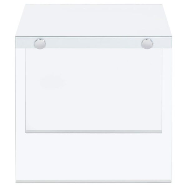 Opal Square Glass Frame Side End Table White High Gloss