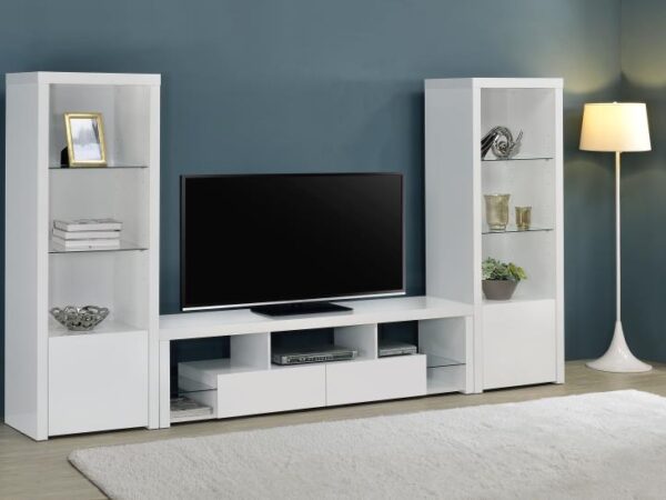 Jude 3-piece 71-inch TV Entertainment Center White High Gloss