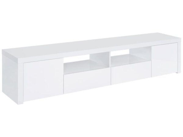 Jude 2-door Engineered Wood 79-inch TV Stand High Gloss White