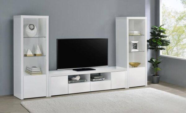 Jude 2-door Engineered Wood 79-inch TV Stand High Gloss White