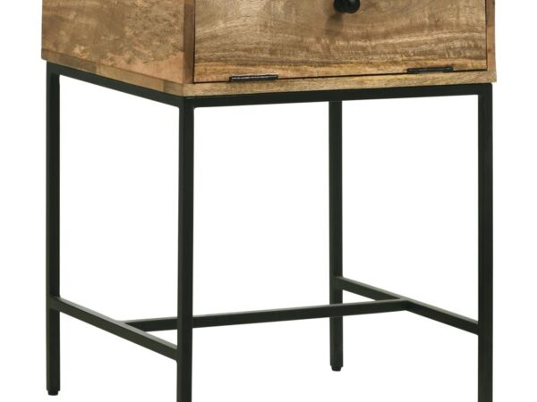 Stephie Rectangular Side End Table with Storage Honey Brown