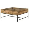 Stephie 4-drawer Square Glass Top Coffee Table Honey Brown