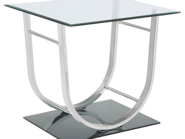 Danville Square U-Shaped Glass Top Side End Table Chrome