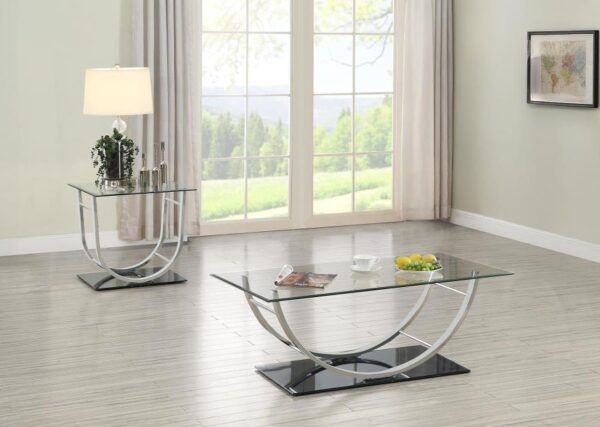 Danville 2-piece Glass Top Coffee and End Table Set Chrome