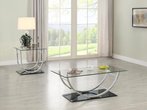 Danville 2-piece Glass Top Coffee and End Table Set Chrome