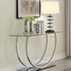 Danville U-shaped Glass Top Entryway Console Table Chrome