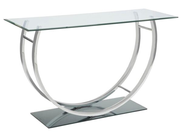 Danville U-shaped Glass Top Entryway Console Table Chrome