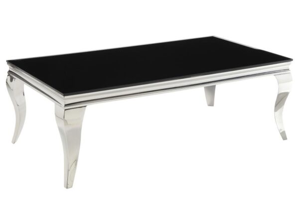 Carone Rectangular Glass Top Coffee Table Black and Chrome