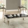 Carone Rectangular Glass Top Coffee Table Black and Chrome