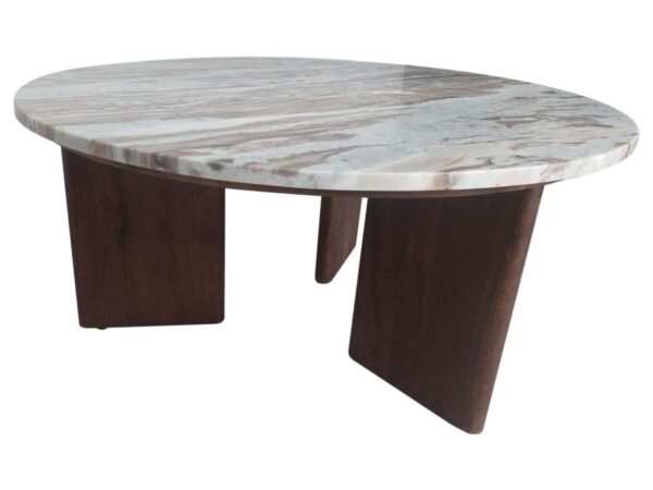 Jenna 35-inch Round Marble Top Cocktail Coffee Table Brown