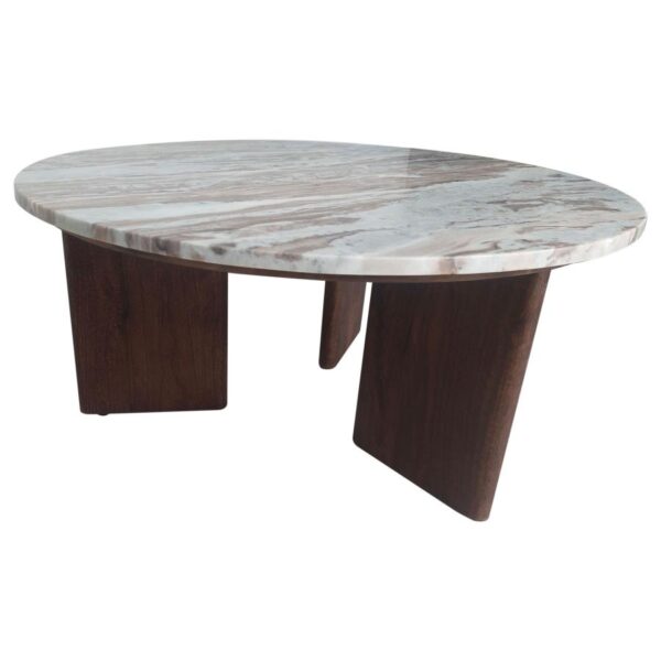 Jenna 35-inch Round Marble Top Cocktail Coffee Table Brown