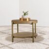 Arini Round End Side Table With Storage Shelf Sand Wash