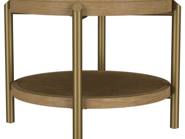 Arini Round End Side Table With Storage Shelf Sand Wash